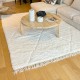 Moroccan Berber rug Beni Ouarain white ivory with diamonds and black dashes 150 x 100 cm