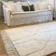 Moroccan Berber rug Beni Ouarain white ivory with diamonds and black dashes 210 x 150 cm