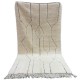 Moroccan Berber rug Beni Ouarain white ivory with diamonds and black dashes 210 x 150 cm