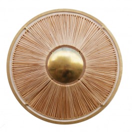 One round gold raffia wall lamp