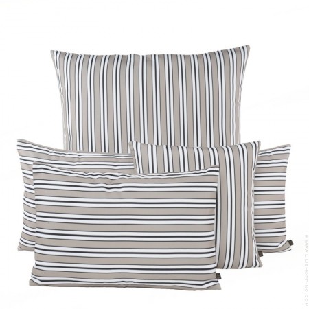 Deauville linen, white and black outdoor square cushion