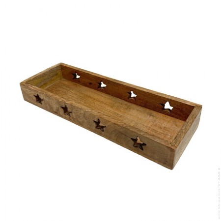 Square wooden tray 28 cm with stars