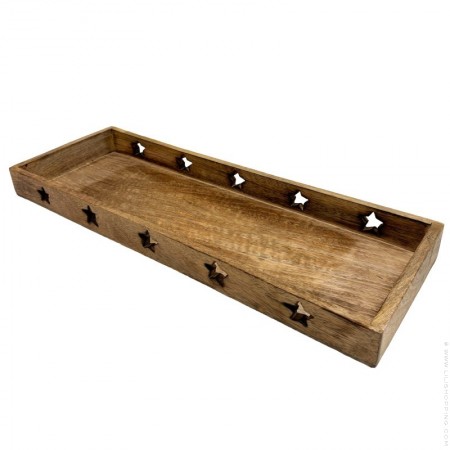 Rectangular wooden tray 34x12 cm with stars