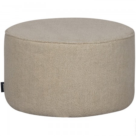 Pouf rond en velours teddy crème