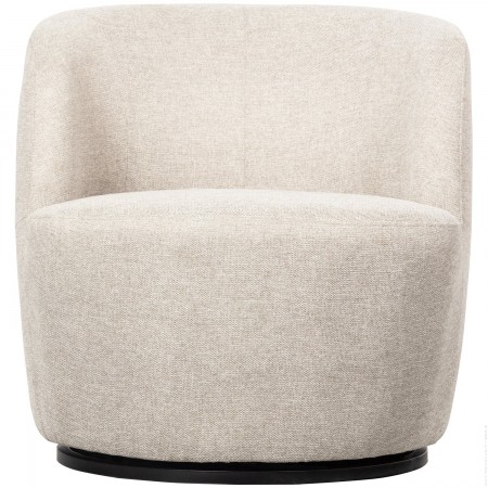 Pouf rond en velours teddy off white