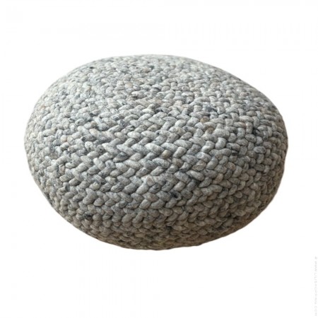 Pouf gris en laine tissée taille 70