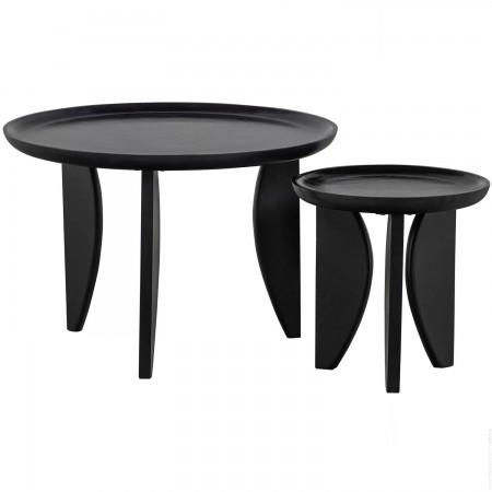 Set de 2 tables d'appoint en manguier noir